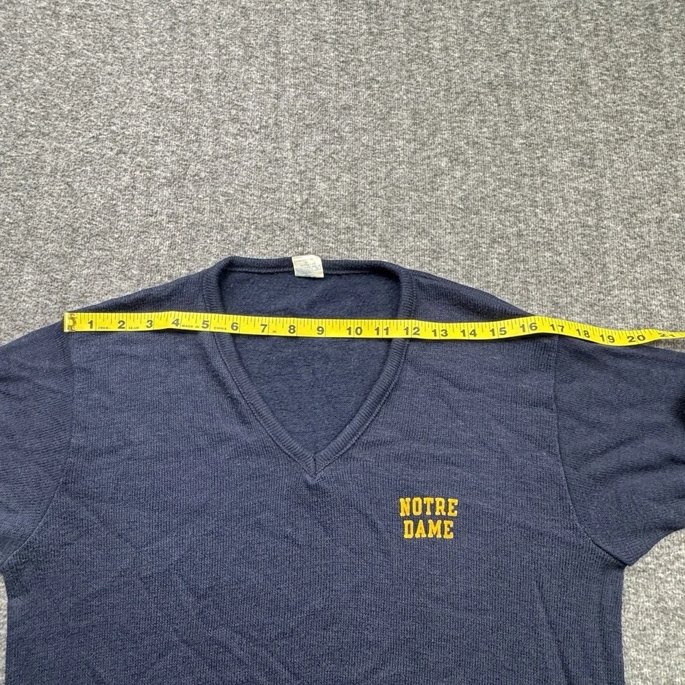 VTG '80s Champion Blue Notre Dame FMen's V Neck Sweater Sz‎ M USA Preppy Ivy